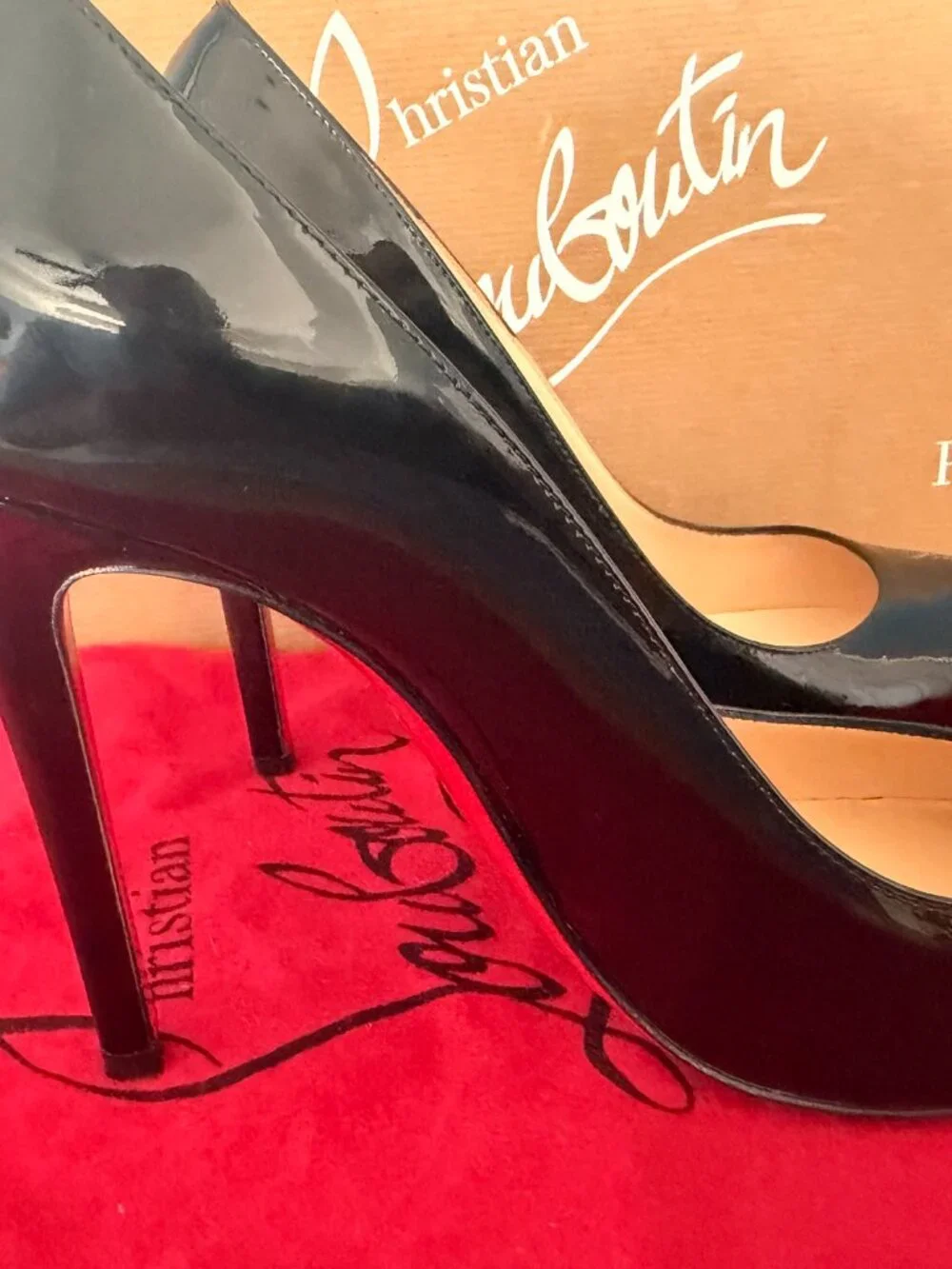 Christian Louboutin Fifille 100 Black Patent Pumps EU 37 US 7
